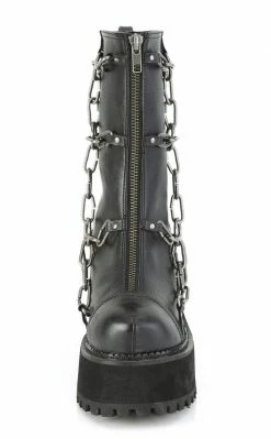 Demonia ASSAULT-66 Black Vegan Chain Boots