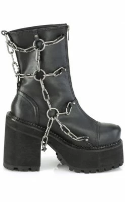 Demonia ASSAULT-66 Black Vegan Chain Boots