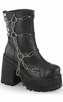 Demonia ASSAULT-66 Black Vegan Chain Boots