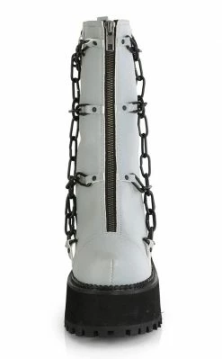 Demonia ASSAULT-66 Grey Reflective Chain Boots Shoes
