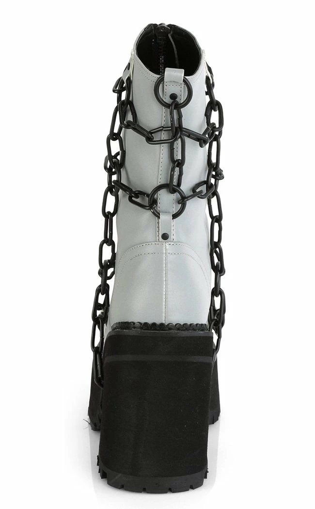 Demonia ASSAULT-66 Grey Reflective Chain Boots Shoes 6 Demonia ASSAULT-66 Grey Reflective Chain Boots Shoes