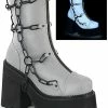 Demonia ASSAULT-66 Grey Reflective Chain Boots Shoes