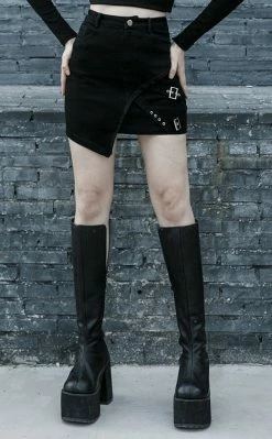 Punk Rave Clothing Accursed Denim Mini Skirt