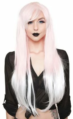 Rockstar Wigs Alexa Ombre Pink To White Fade Long Wig