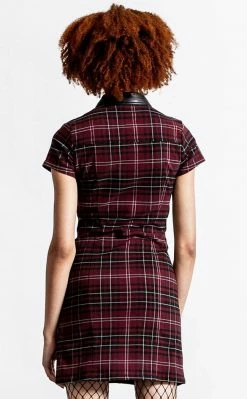 Killstar Clothing All Attitude Cut Out Dress | Blood Tartan
