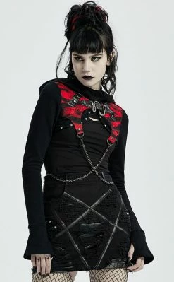 Punk Rave Anathema Cropped Hood | Black & Red