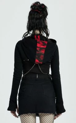 Punk Rave Anathema Cropped Hood | Black & Red