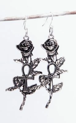 Restyle Accessories Ankh Roses Earrings | Silver