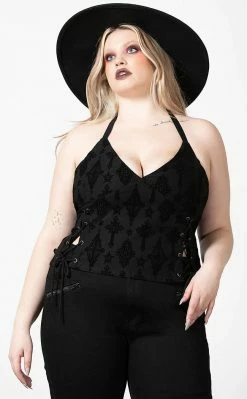 Killstar Aria Flocked Halter Top 10 Killstar Aria Flocked Halter Top