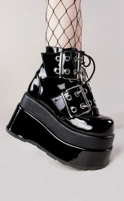 Demonia Shoes BEAR-104 Black Patent Platform Boots