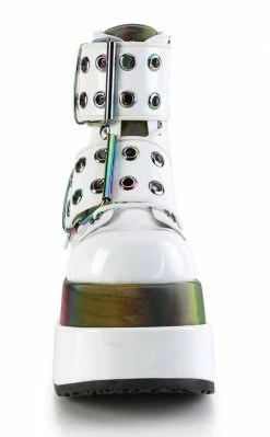 Demonia BEAR-104 White Patent Rainbow Platform Boots