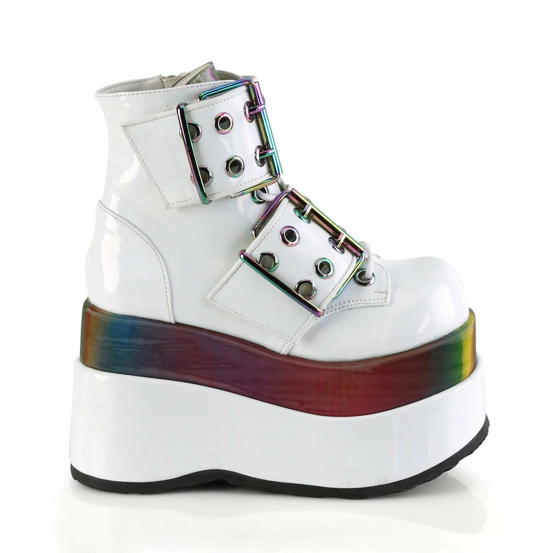Demonia BEAR-104 White Patent Rainbow Platform Boots 7 Demonia BEAR-104 White Patent Rainbow Platform Boots