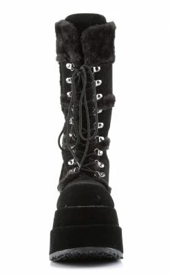 Demonia BEAR-202 Black Suede Knee-High Boots (Au Stock) Shoes