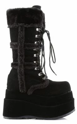 Demonia BEAR-202 Black Suede Knee-High Boots (Au Stock) Shoes