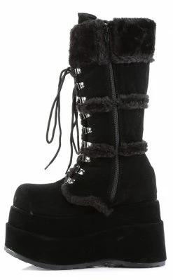Demonia BEAR-202 Black Suede Knee-High Boots Shoes