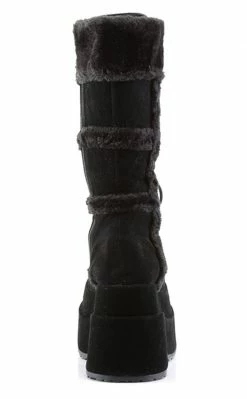 Demonia BEAR-202 Black Suede Knee-High Boots Shoes