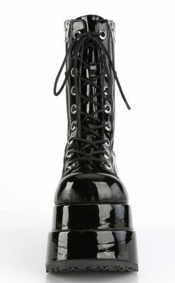 Demonia BEAR-265 Black Patent Platform Boots Shoes