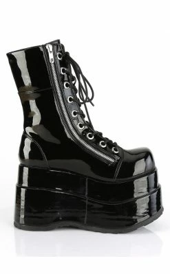 Demonia BEAR-265 Black Patent Platform Boots Shoes