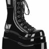 Demonia BEAR-265 Black Patent Platform Boots Shoes