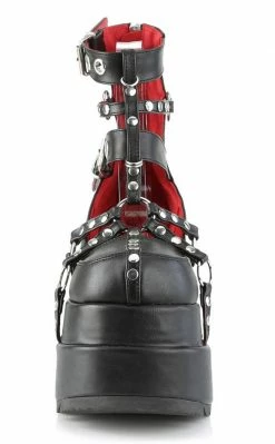 Demonia BEAR-28 Black Platform Cage Booties Shoes