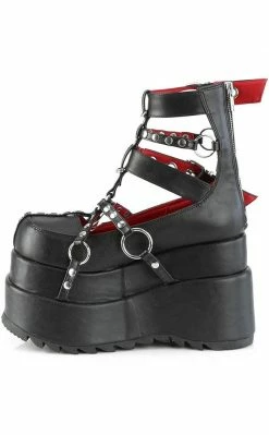 Demonia BEAR-28 Black Platform Cage Booties Shoes