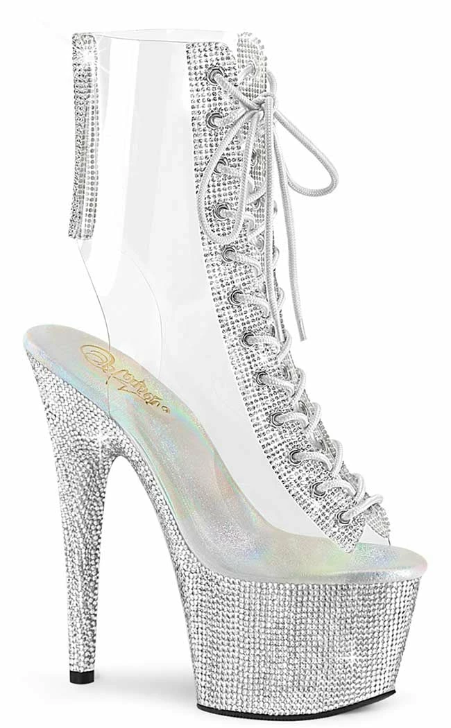 Pleaser BEJEWELED-1016-2-7 Clear/Silver Rhinestone Ankle Boots Pole Shoes 3 Pleaser BEJEWELED-1016-2-7 Clear/Silver Rhinestone Ankle Boots Pole Shoes