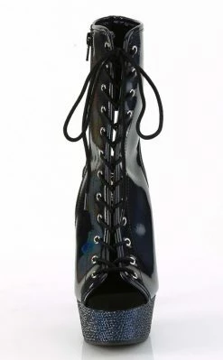 Pleaser Pole Shoes BEJEWELED-1016-6 Black Holo/Midnight Rhinestone Boots