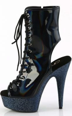 Pleaser Pole Shoes BEJEWELED-1016-6 Black Holo/Midnight Rhinestone Boots