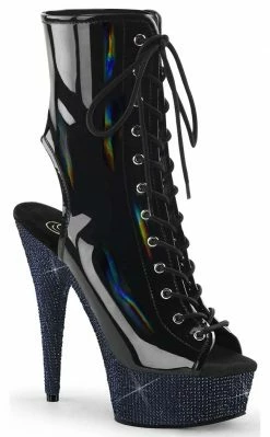 Pleaser Pole Shoes BEJEWELED-1016-6 Black Holo/Midnight Rhinestone Boots