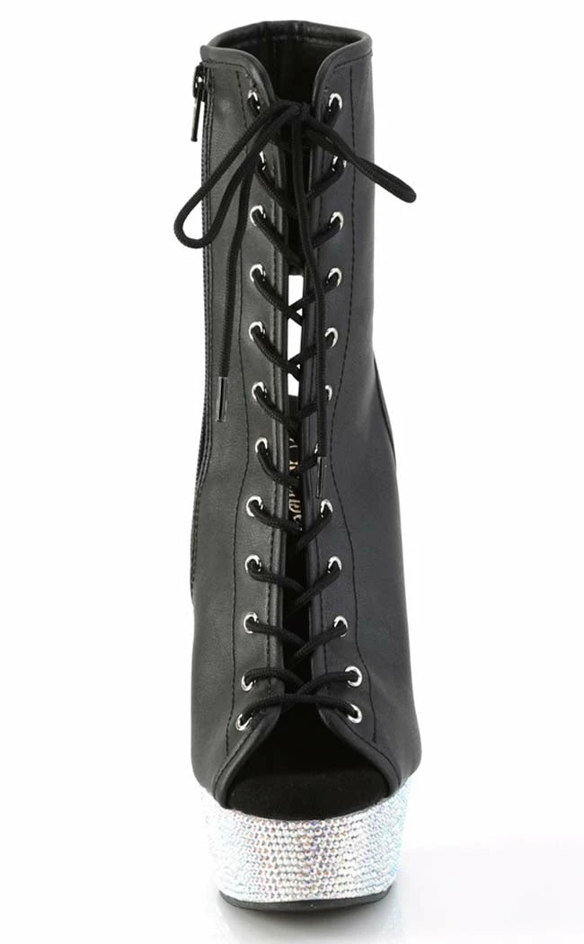 Pleaser BEJEWELED-1016-6 Black Matte/Silver Rhinestone Boots Pole Shoes 4 Pleaser BEJEWELED-1016-6 Black Matte/Silver Rhinestone Boots Pole Shoes