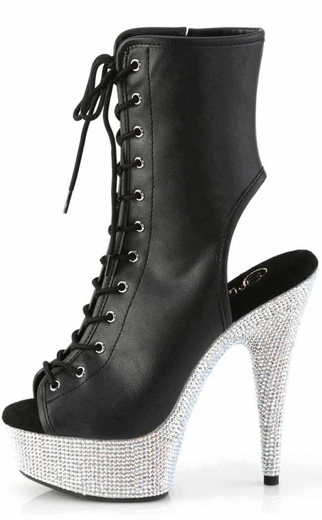 Pleaser BEJEWELED-1016-6 Black Matte/Silver Rhinestone Boots Pole Shoes 5 Pleaser BEJEWELED-1016-6 Black Matte/Silver Rhinestone Boots Pole Shoes
