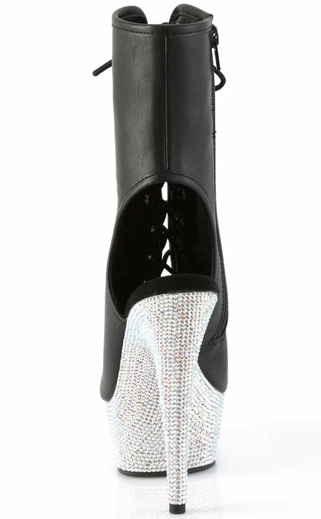 Pleaser BEJEWELED-1016-6 Black Matte/Silver Rhinestone Boots Pole Shoes 6 Pleaser BEJEWELED-1016-6 Black Matte/Silver Rhinestone Boots Pole Shoes