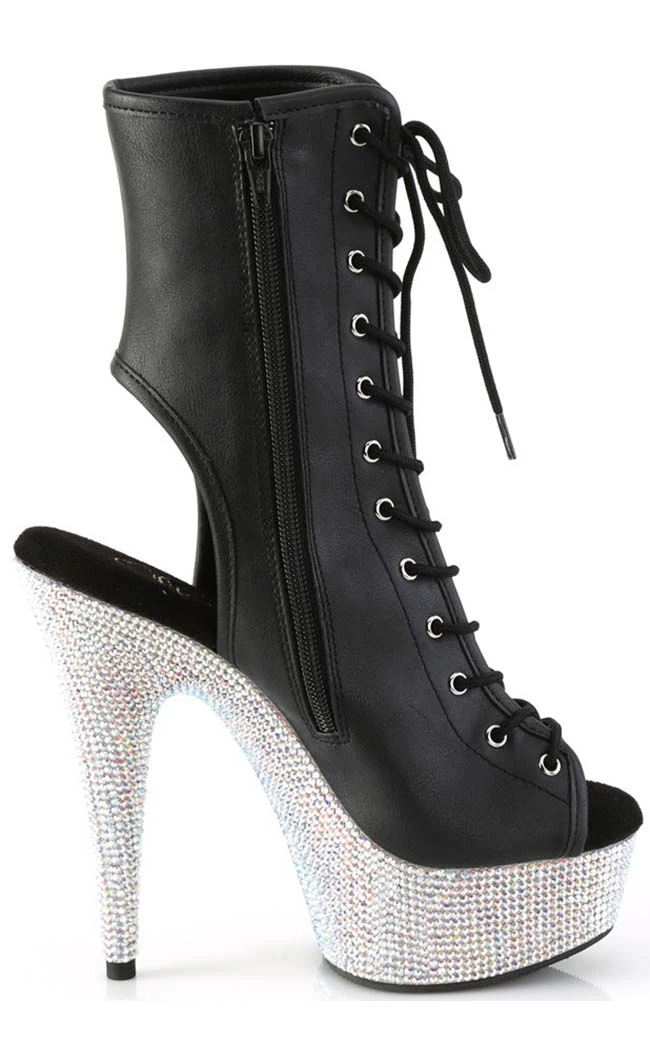 Pleaser BEJEWELED-1016-6 Black Matte/Silver Rhinestone Boots Pole Shoes 7 Pleaser BEJEWELED-1016-6 Black Matte/Silver Rhinestone Boots Pole Shoes