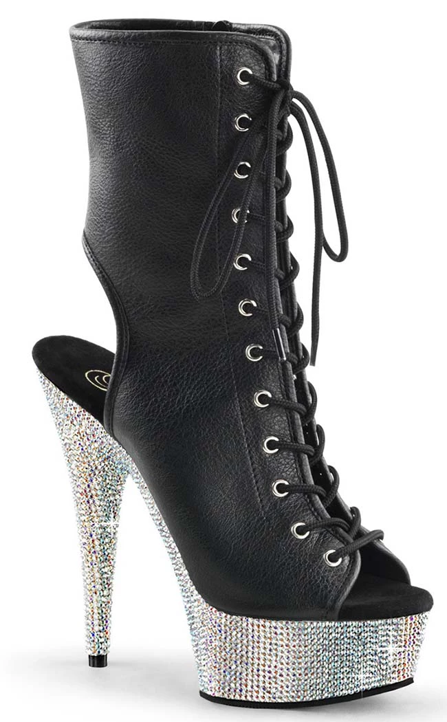 Pleaser BEJEWELED-1016-6 Black Matte/Silver Rhinestone Boots Pole Shoes 3 Pleaser BEJEWELED-1016-6 Black Matte/Silver Rhinestone Boots Pole Shoes