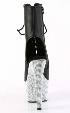 Pleaser Pole Shoes BEJEWELED-1016-7 Black Matte/Silver Rhinestone Boots