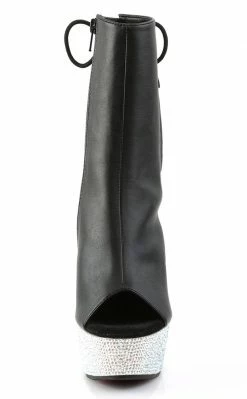 Pleaser BEJEWELED-1018DM-6 Black Faux Leather Ankle Boots Pole Shoes