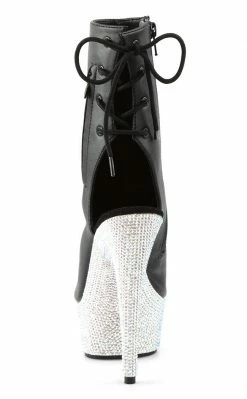 Pleaser BEJEWELED-1018DM-6 Black Faux Leather Ankle Boots Pole Shoes