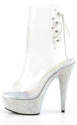 Pleaser BEJEWELED-1018DM-6 Silver Rhinestone Ankle Boots Pole Shoes