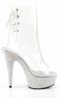 Pleaser BEJEWELED-1018DM-6 Silver Rhinestone Ankle Boots Pole Shoes