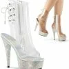 Pleaser BEJEWELED-1018DM-6 Silver Rhinestone Ankle Boots Pole Shoes