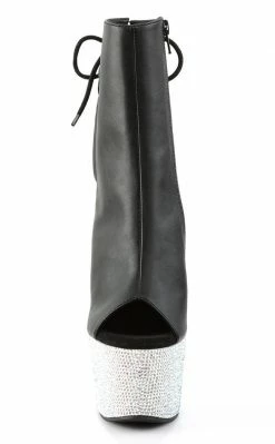 Pleaser BEJEWELED-1018DM-7 Black Faux Leather Ankle Boots
