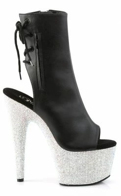 Pleaser BEJEWELED-1018DM-7 Black Faux Leather Ankle Boots