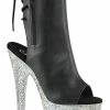 Pleaser BEJEWELED-1018DM-7 Black Faux Leather Ankle Boots
