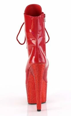 Pleaser Pole Shoes BEJEWELED-1020-7 Red Holo Rhinestone Boots