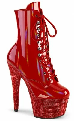 Pleaser Pole Shoes BEJEWELED-1020-7 Red Holo Rhinestone Boots