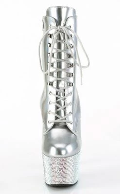 Pleaser BEJEWELED-1020-7 Silver Holo Rhinestone Boots