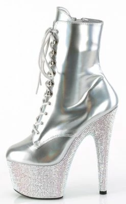 Pleaser BEJEWELED-1020-7 Silver Holo Rhinestone Boots