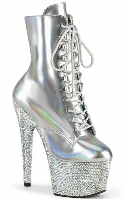 Pleaser BEJEWELED-1020-7 Silver Holo Rhinestone Boots