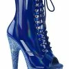 Pleaser Pole Shoes BEJEWELED-1021-7 Blue Holo Patent Rhinestone Boots 2 Pleaser Pole Shoes BEJEWELED-1021-7 Blue Holo Patent Rhinestone Boots