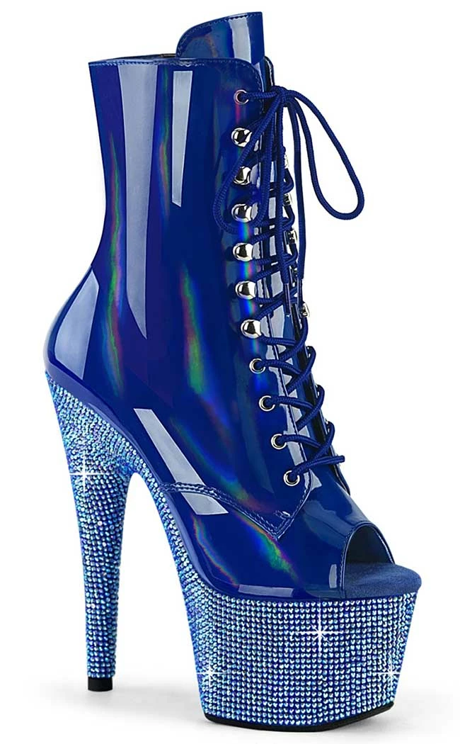 Pleaser Pole Shoes BEJEWELED-1021-7 Blue Holo Patent Rhinestone Boots 3 Pleaser Pole Shoes BEJEWELED-1021-7 Blue Holo Patent Rhinestone Boots
